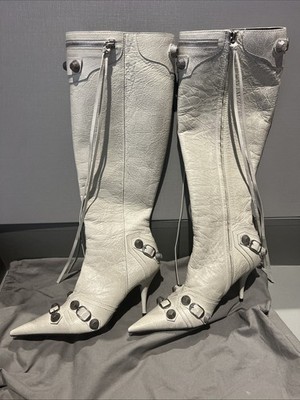 ACT FAST!$2450 BALENCIAGA CAGOLE 90MM BOOTS  37.5EU/7.5US  Dirty Optical White