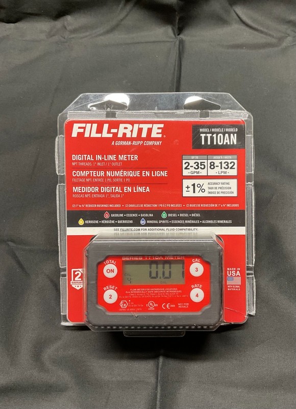 Fill-Rite TT10AN 1" NPT 2-35 GPM Inline Digital Turbine Fuel Meter