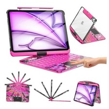 Clear Keyboard Case for iPad Air 13 Inch M4/M3/M2, Air13/Pro12.9 Clear Pink