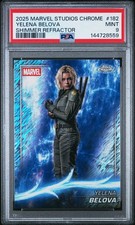 2025 TOPPS MARVEL STUDIOS CHROME SHIMMER REFRACTOR #182 YELENA BELOVA PSA 9