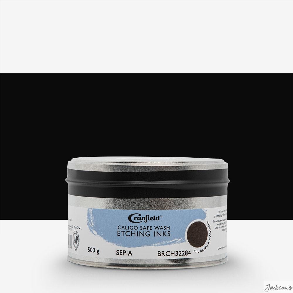 Cranfield Caligo Safe Wash Etching Ink Oil Based 500g Tin Sepia Intaglio Prin...