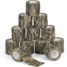12 Rolls Camo Tape Camouflage Wrap Self-Adhesive Bandage 2" x 5 Yards, Self A...