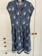 Vintage Inspired Seasalt Beatrice Blue Sails Button Thro Side Pock Dress Size14