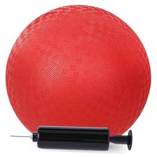 Playground Ball, 8.5inch Inflatable Kickballs with Pump Handball Rubber Red