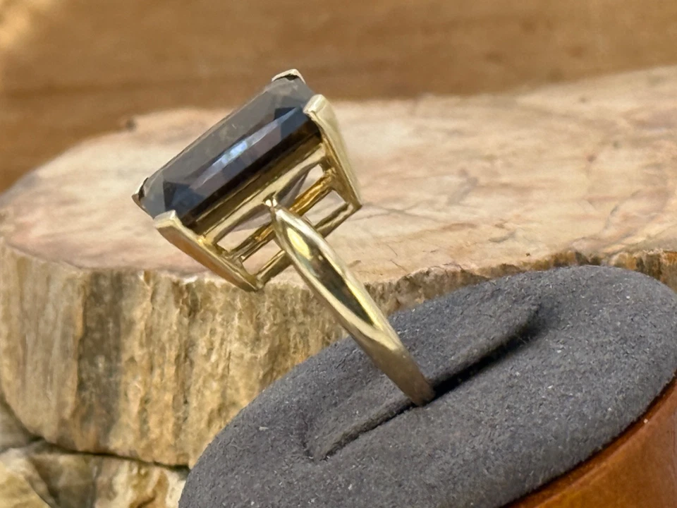 Huge 15ct Smokey Topaz 14K Solid Yellow Gold Statement Ring sz 7.25--2460.25 - Image 4 of 4