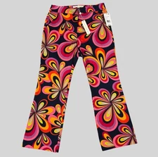 Trina Turk Pants Womens 4 Psychedelic Floral Flare Cloud Pant Retro New