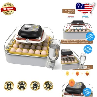 Hatch 30 Eggs Safely: Auto Turner, Humidity Display, Candler, Stable Temp