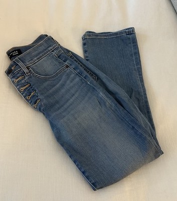 Veronica Beard Button Fly Straight Leg Denim Jeans, Sz 25