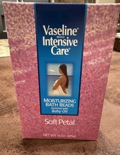 Vaseline Intensive Care Moisturizing Bath Beads Baby Oil Soft Petal 15oz NOS
