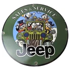 Vintage Jeep Porcelain Sign - Garage Shop Gas Service Station Pump Plate Sign