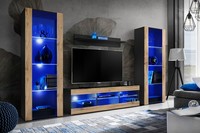 komodee Tivoli Grande TV Furniture Set, White Black Wood Effect, LED Lighting