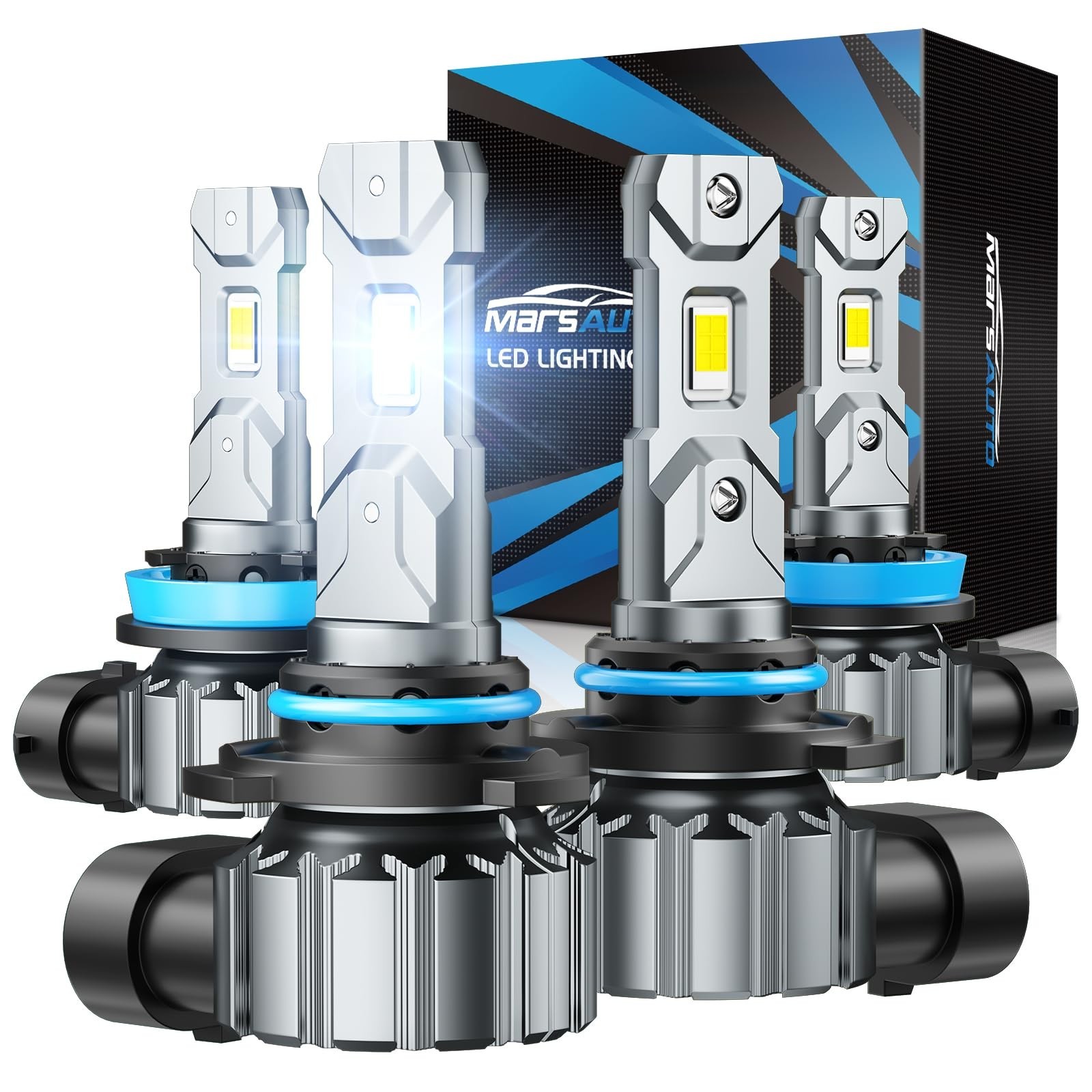 Marsauto 9005/HB3 H11/H8/H9 LED Bulbs Combo, 48000LM Bright 6500K Cool White,...