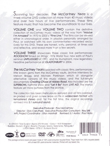 THE Mccartney Years DVD　ボックスセット Amazon.com: The McCartney Years : Paul McCartney, Dick