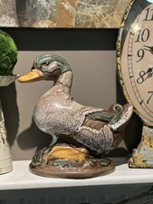 VTG Mallard Duck Crackle Glazed Pottery Art Ceramic Planter 8.5"