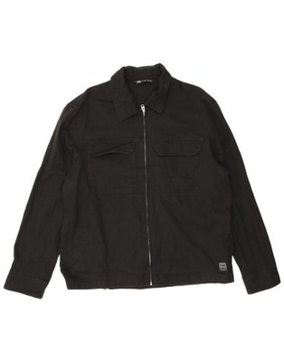 Zara Herren Bomberjacke UK 42 XL Schwarz Baumwolle DT03