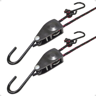 Secure Small Cargo w/ Mini Ratchet Tie Down Straps 2 Pack Adjustable Rope System