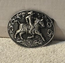 COWBOY RIDING HORSE BRONCO WESTERN RODEO ROUNDUP SOUTHWEST BELT BUCKLE
