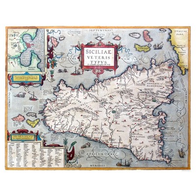 Historic Map - Sicily Italy Ancient - Ortelius 1570 - Vintage Wall Art