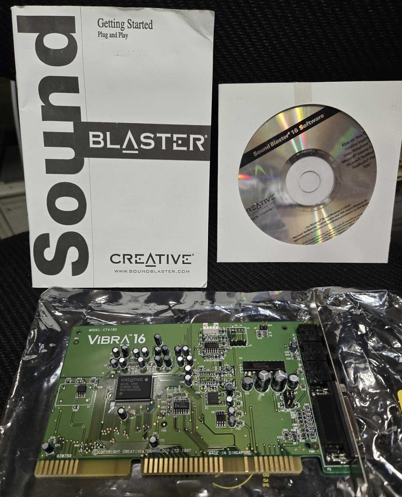 VINTAGE CREATIVE VIBRA 16 Sound Blaster ISA card  CT4180  1997 Tested & Working