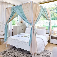 AIKASY Canopy Bed Curtains with Top Ties - Elegant Soft Drapes, Bed Canopy Dr...