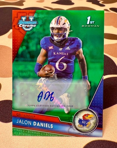 Jalon Daniels Autograph 2023 Bowman Chrome 1st Money Green SP Refractor Auto /99