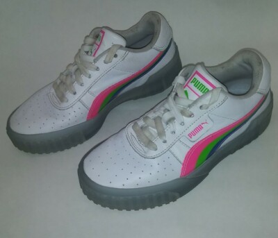 Women's Puma Cali Neon Iced White/Pink/Dazzling Blue 373478