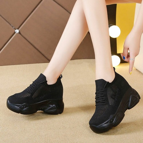 Women Cotton Breathable Fashion Sneakers Platform Wedge Oxfords High Heels Boots - Picture 43 of 50