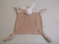 Obaibi 9" soft velour baby security blanket toy white bunny knotted corners