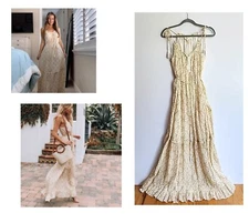 LOVESTITCH Romantic Summer Sundress Ruffle Maxi Dress Lined MEDIUM NWT NEW