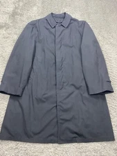 Vtg Abraham & Straus Trench Coat Men Large Black Lined Parka Jacket Old Money