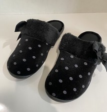 Womens Black Slip On Memory Foam Slide Slippers XL Cozy Warm