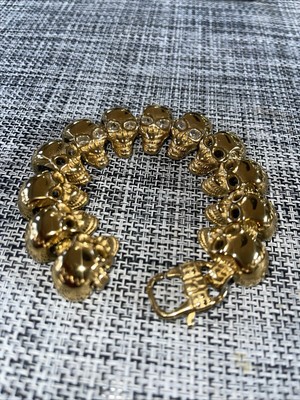 Skull Bracelet Gold Color Metal