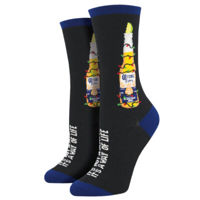 Socksmith Women's Crew Socks Coronavidad Corona Beer Christmas Holiday Footwear