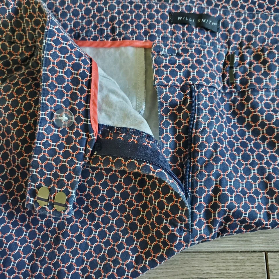 Pantalones Cortos Willi Smith Mujer Talla 10 Azul Marino Estampado Coral Bermudas Algodón Elástico Foto 4 de 4