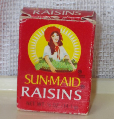 Alte Pappschachtel Sun Maid Raisins Rosinen Mini Brands Kaufladen Schaup. Selten
