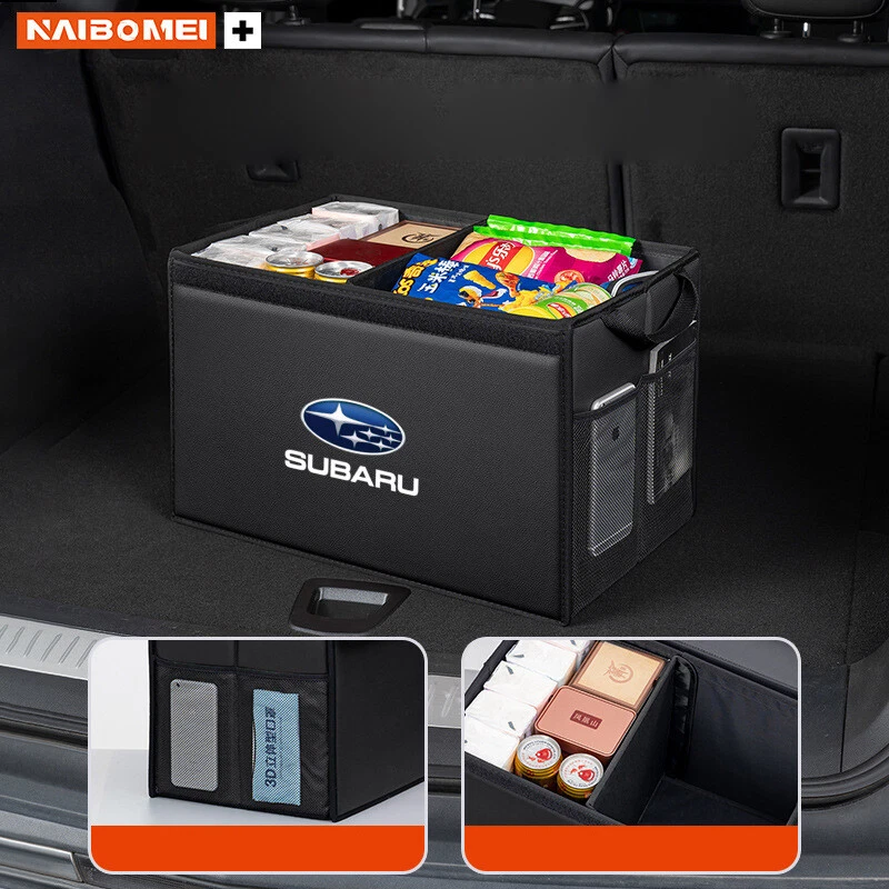 Black Leather Car Rear Trunk Storage Luggage Box Cargo Organizer For Subaru — 第 4/4 张图片