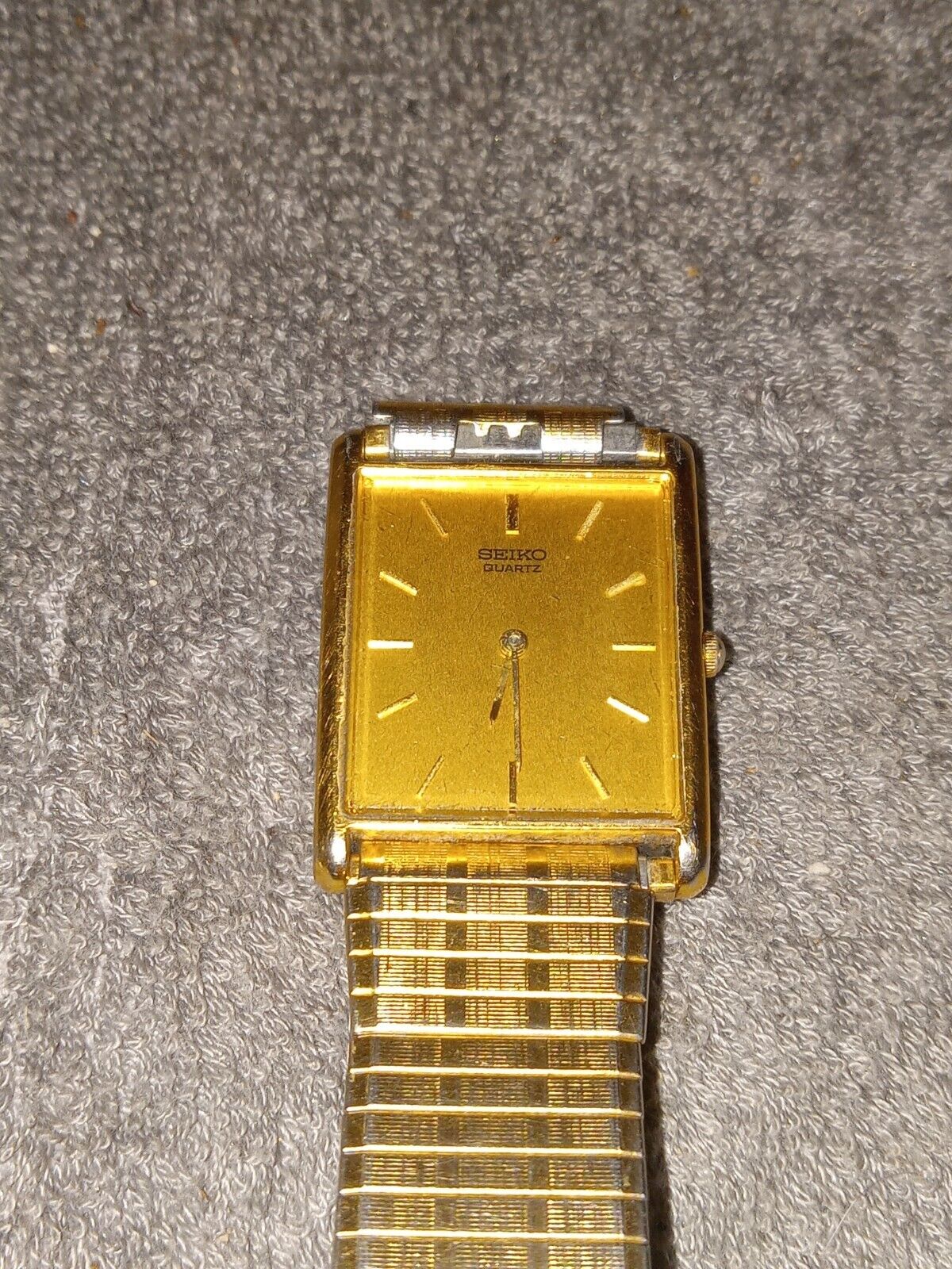 Vintage Seiko Tank Men's Quartz Watch 5Y30-5069 Gold Speidel Band Nice |  eBay