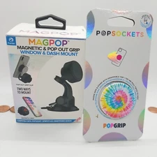 MAGPOP Magnetic & Pop Out Grip Window & Dash Mount & POP SOCKETS POP GRIP  LOT