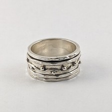 Wide Sterling Silver Spinner Ring Three Spinning Bands Size 7