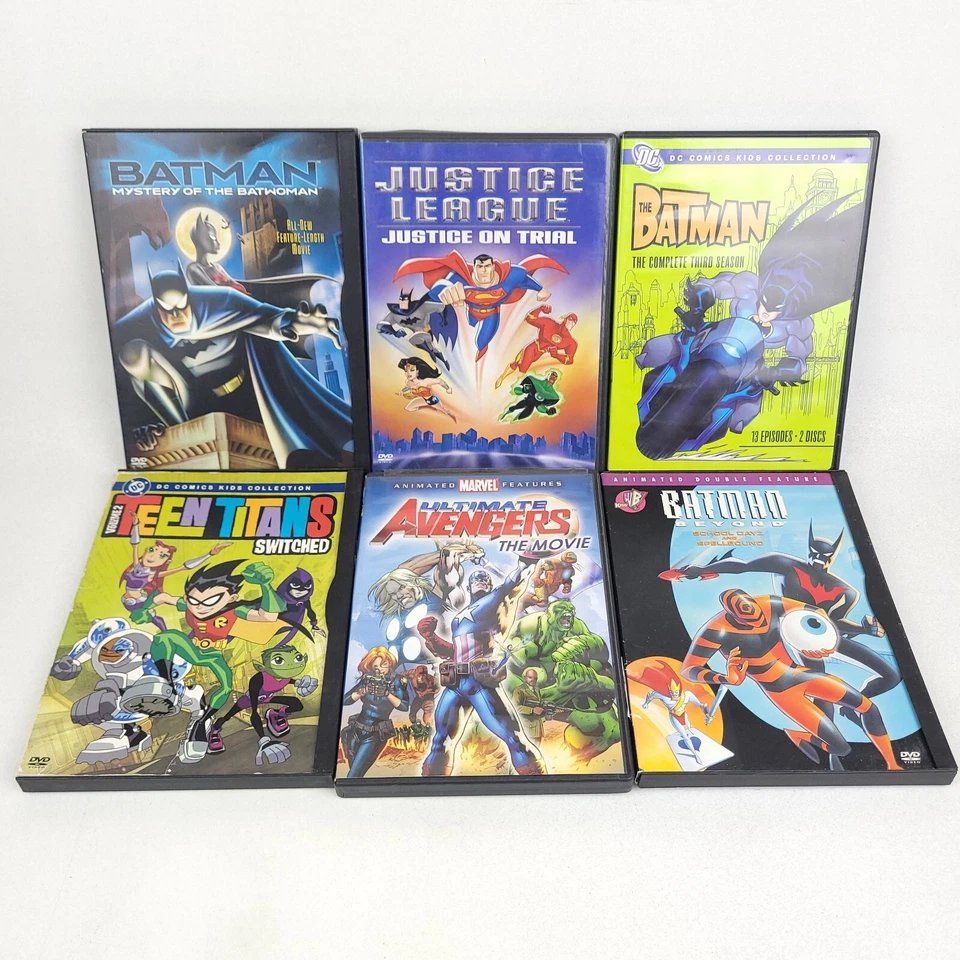Lot of 29 DVDs Animated Superheroes DC Marvel Batman Spiderman Justice League Foto 4 de 4