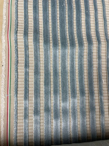 1.75 yds Schumacher Chimay Stripe Velvet Ciel Blue Upholstery Fabric 82150 - Picture 2 of 13