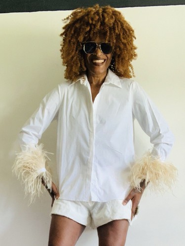 BNWT ZARA WHITE LONG FEATHER SLEEVE BUTTON UP COTTON SHIRT BLOUSE TOP SIZE: L - Picture 11 of 19