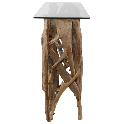 Teak Wood Console Table Reclaimed Driftwood Natural Coastal ~ Uttermost 25593 - Picture 7 of 8