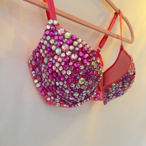 Custom made rhinestone blingy push up bra by Victoria’s Secret size 32D - Picture 4 of 7