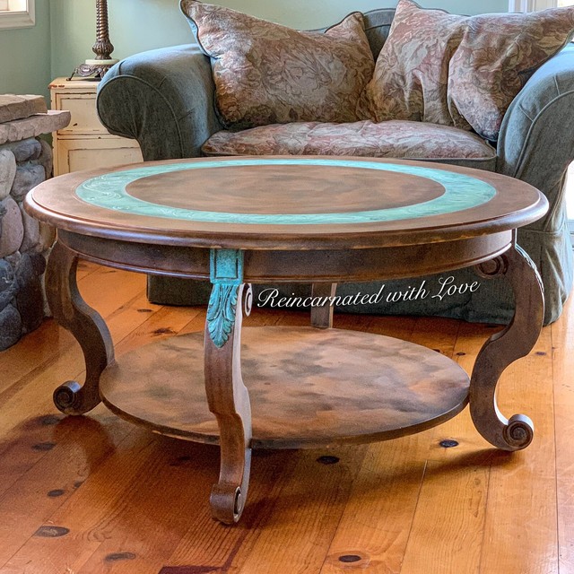 Vintage Coffee Table, Art Nouveau Style, Round Coffee Table, Boho