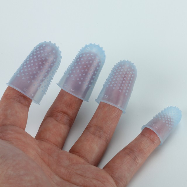 12 SILICONE FINGERTIPS Assorted Sizes Finger Tips Tough Office Supplies