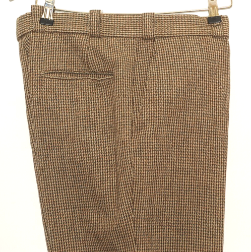 VINTAGE HEAVY FINE DOGTOOTH TAILORED TWEED TROUSERS 34 W 29 L BEIGE 1960'S - Picture 2 of 8