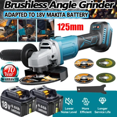18V 125mm Electric Cordless Brushless Angle Grinder For Makita Battery Li-ion 👍