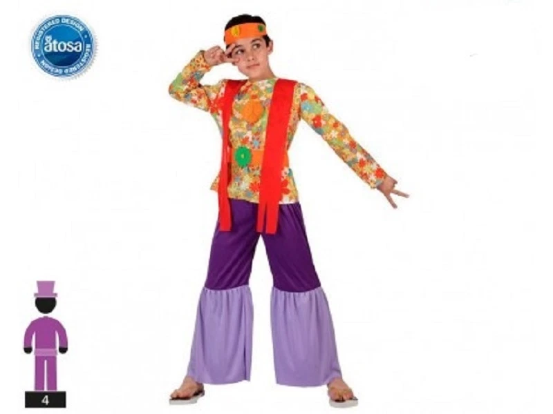 Costume Hippie Bambino Figlio dei Fiori Carnevale travestimento anni 60 70  feste