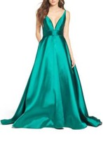 IEENA MAC DUGGAL 55010i Emerald Plunging Sweetheart A-Line Maxi Ball-Gown 0 = XS